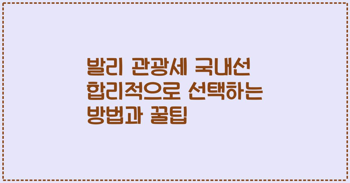 발리 관광세 국내선 합리적으로 선택하는 방법과 꿀팁