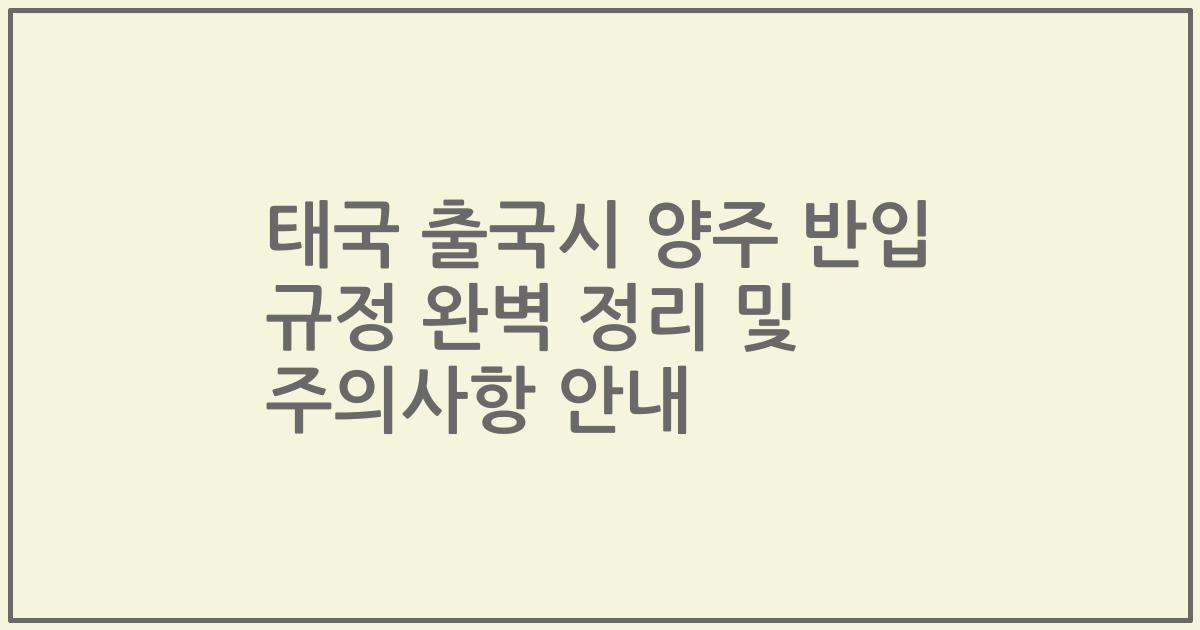 태국 출국시 양주 반입 규정 완벽 정리 및 주의사항 안내